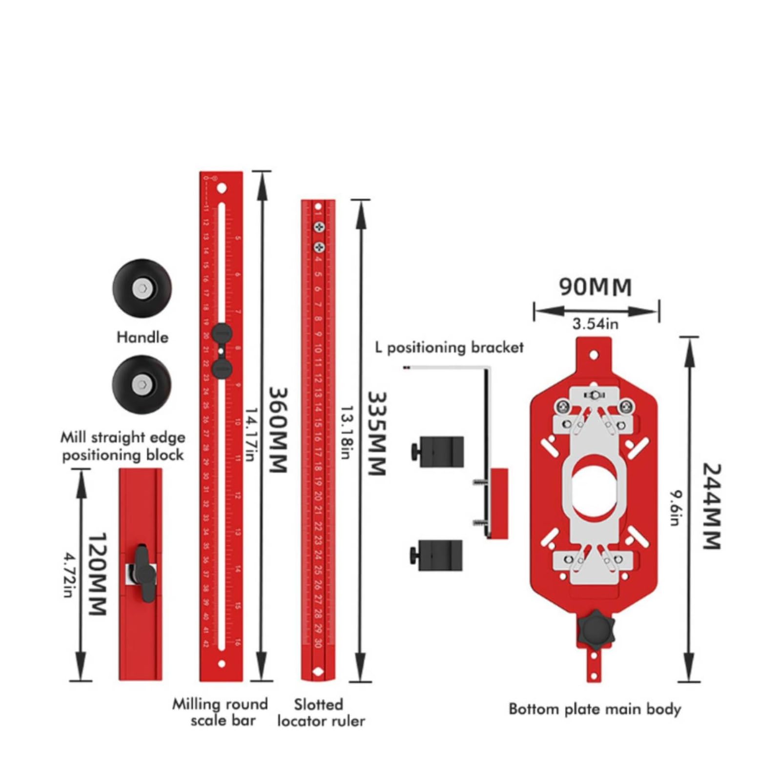 Piastra di Scanalatura Millimetrato Attrezzo Facile da Instre Utensile per Lavorazione Del Legno, Fresatura Circolare, Fresatrice Per Legno Con Base Multifunzione E Copertura Trasparente