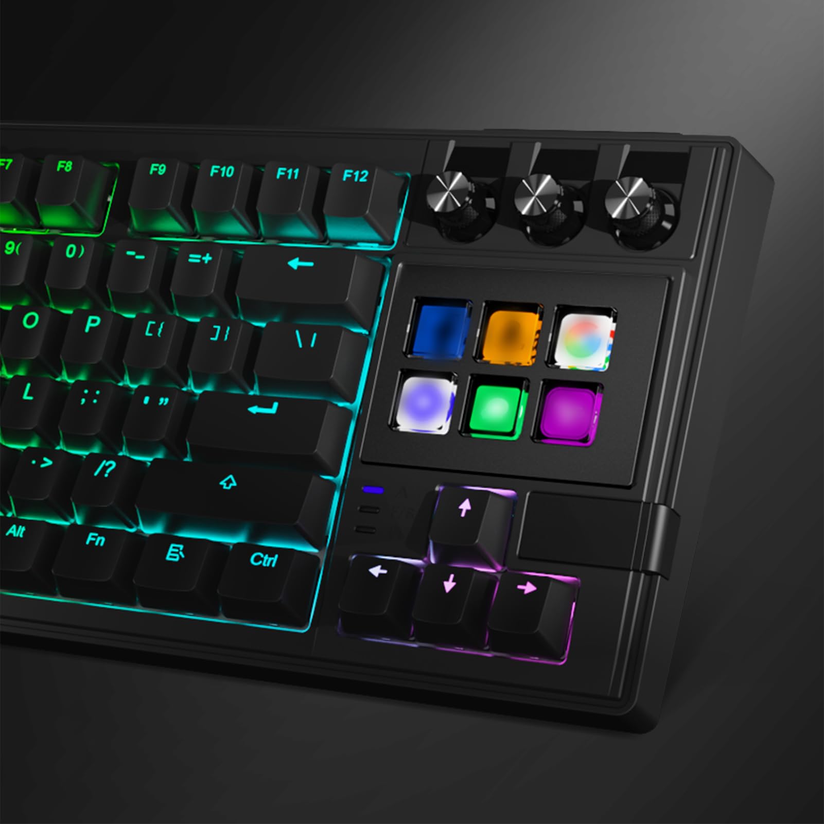 Tosuny Klawiatura Mechaniczna z 78 Klawiszami i funkcją AI, Programowalnymi Pokrętłami i Czerwonymi Przełącznikami, ergonomiczną klawiaturą do Gier z Podświetleniem RGB i ergonomiczną (BLACK)