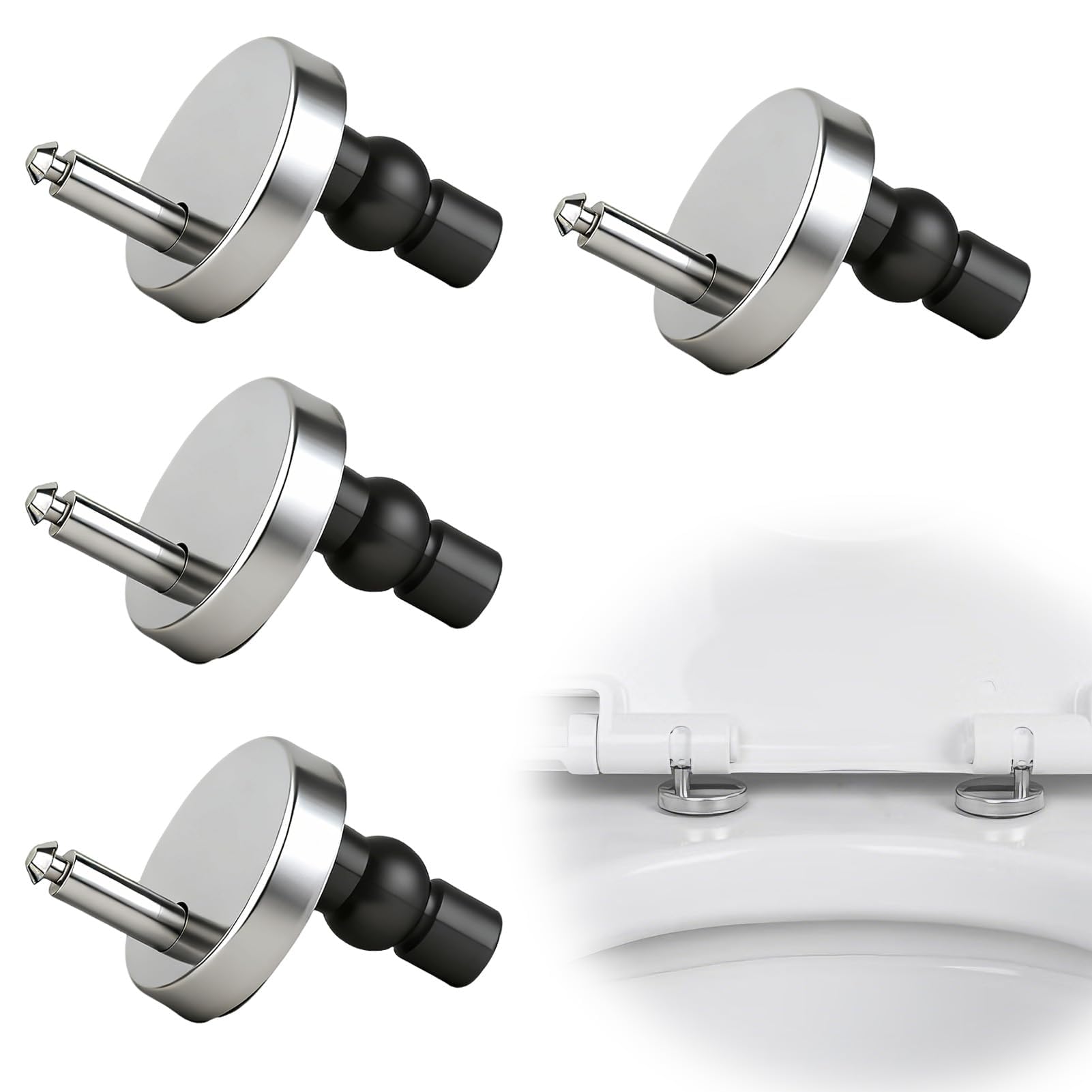 4 Packs Quick Release Toilet Seat Fixings Toilet Seat Hinges Fixings Universal Toilet Seat Top Fittings Quick Release Toilet Seat Top Fix Blind Hole Fittings with Nuts and Bolts for WC Blind Holes