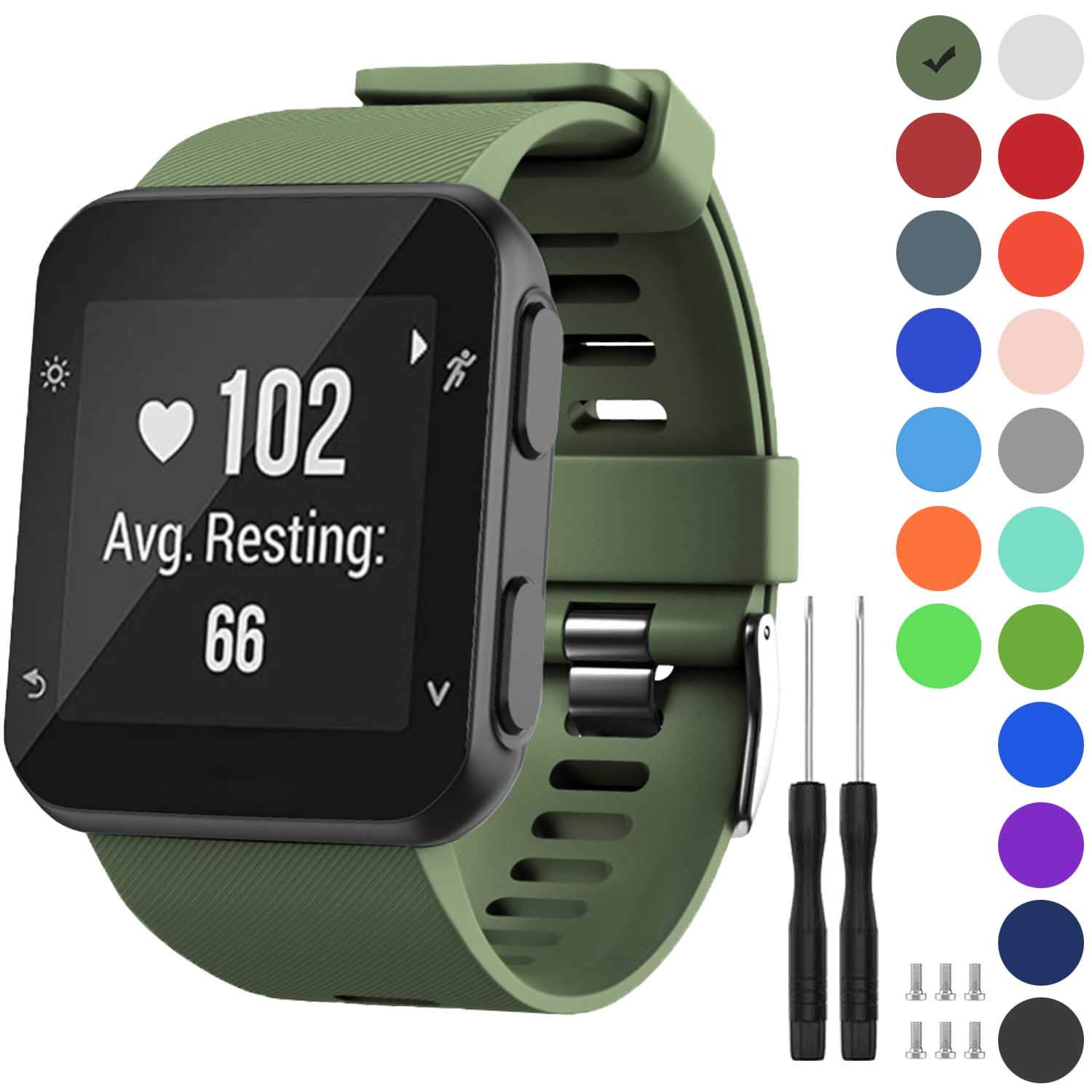 TopPerfektStrap Compatible with Garmin Forerunner 35, Soft Silicone Replacement Watch Band Strap for Garmin Forerunner 35 Smart Watch, Fit 5.11-9.05 Inch (130-230 mm) Wrist