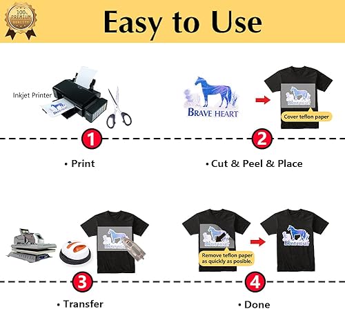 Miniatura 4 de TransOurDream Papel de transferencia de calor con purpurina 2.0 para impresora de inyección de tinta (20 hojas, 8.5 x 11 pulgadas), vinilo de