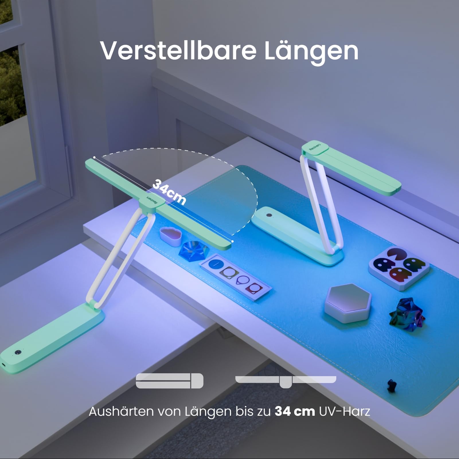 Resiners UV Licht für Harz, Wiederaufladbares UV Licht, 3-in-1 Verwendung, Faltbar UV Lampe für Harz, Tragbare Mini UV LED Lampe, Harzzubehör, Harz-Kits für UV-Harz, Harzformen, Schmuckherstellung