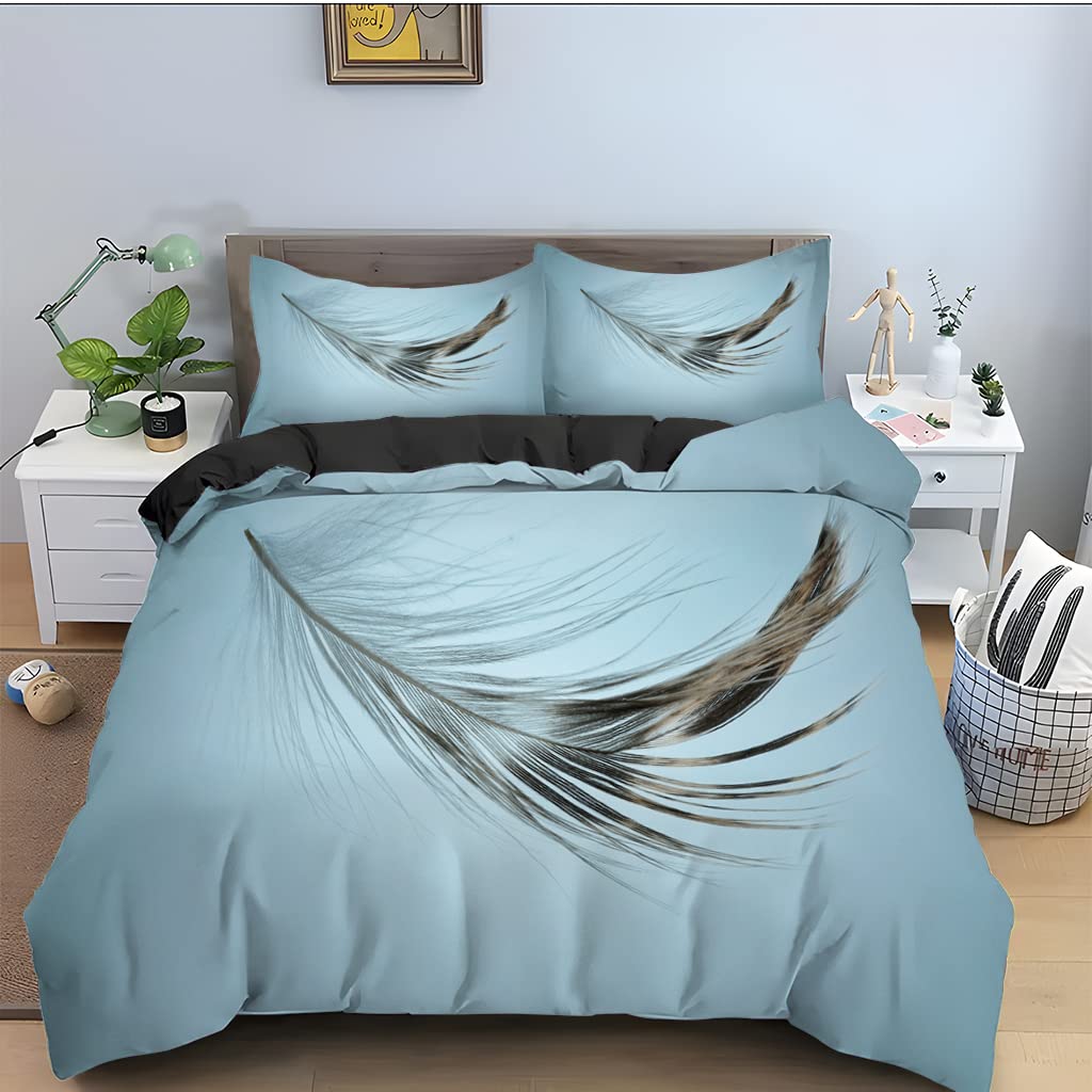 Housse de couette 90x190 plume bleue pour créer un cocon douillet dans la chambre d'ado