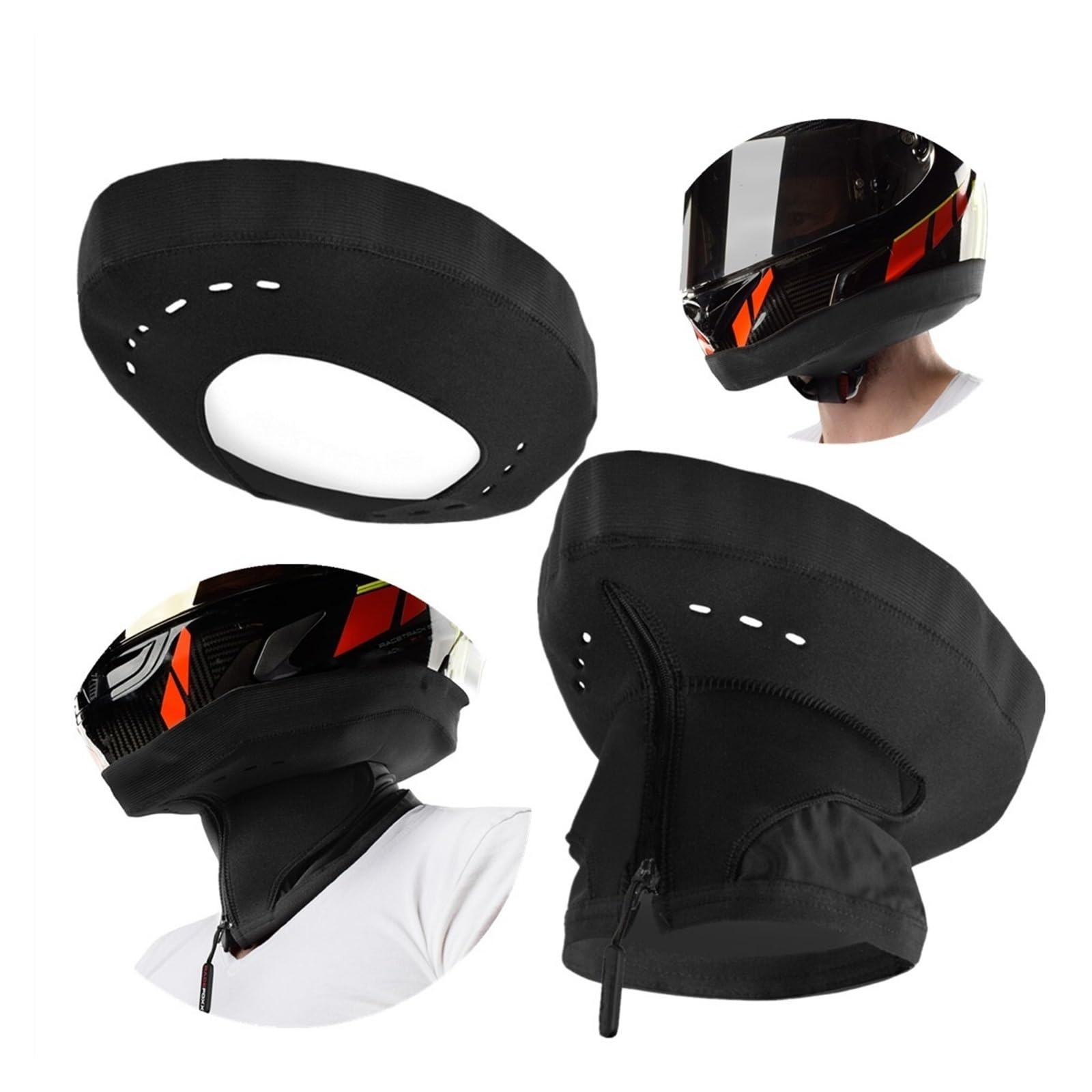 MedgAs 1 STÜCK Universal-Helm Windschutz Motorrad-Fahrradhelm Wind- und Geräuschblocker Schwarz Warmer Helm Windblocker Mit Reißverschluss (Color : A) Auto & Motorrad