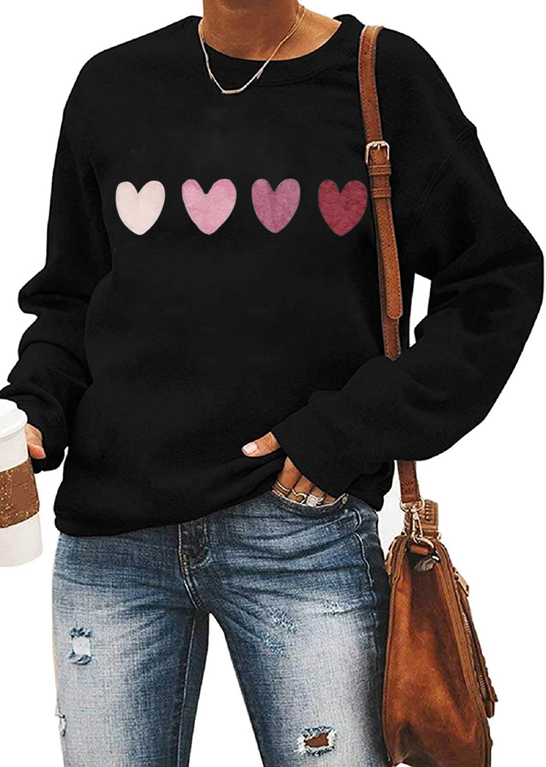 Ykomow Long Sleeve Valentines Shirts Women Plaid Love Heart Valentine's Sweatshirts Blouse Tops