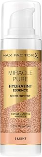 Max Factor Miracle Pure Hydratint Essence Foundation, 3 Lights, Up to 24 Hours Hydration, 71% Water-Based Formula, Natural Coverage, Vegan Formula