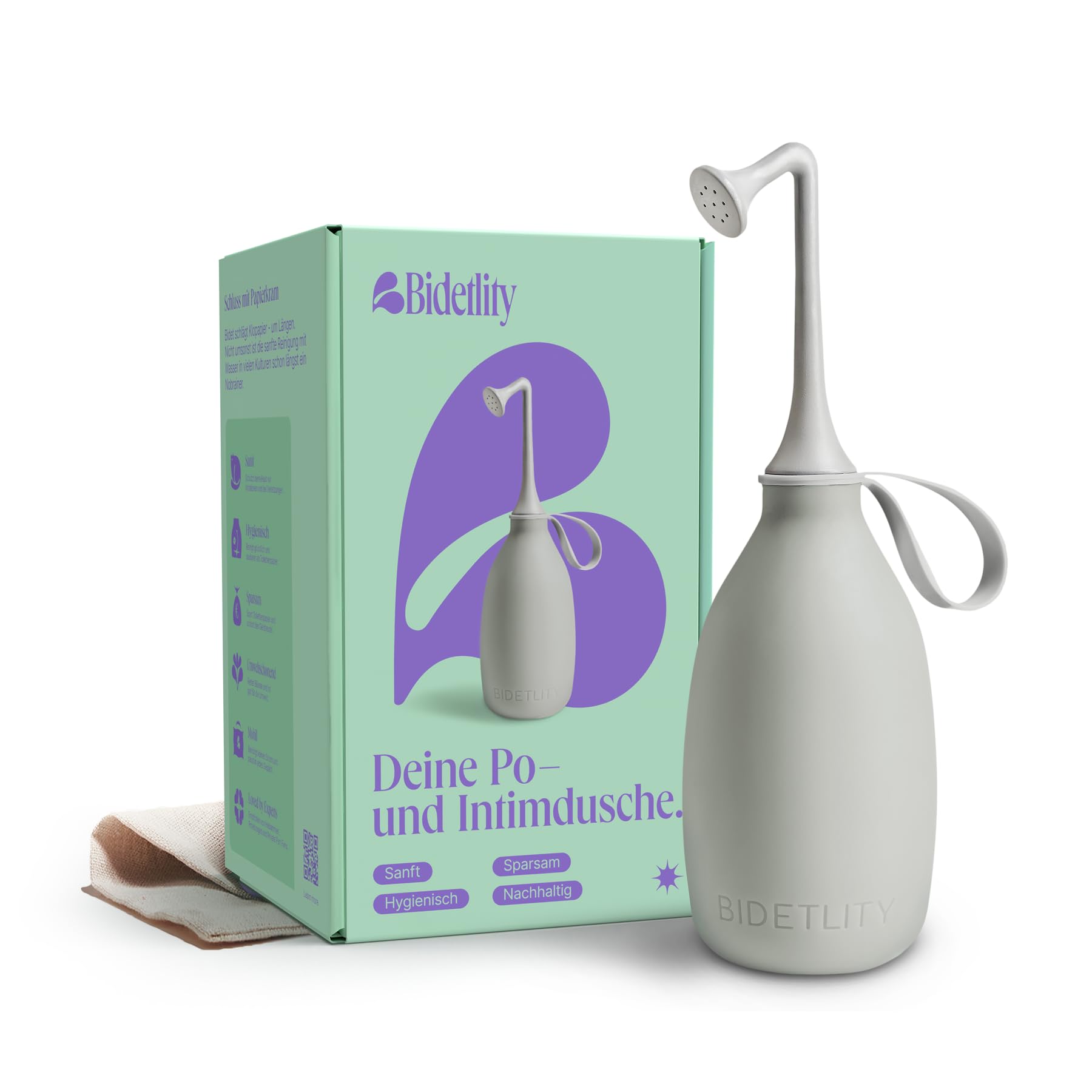 Podusche & Intimdusche 3.0 – Ersetzt Feuchttücher & Toilettenpapier, Neuer Duschkopf, Tragbares Reisebidet mit Tasche, BPA-frei