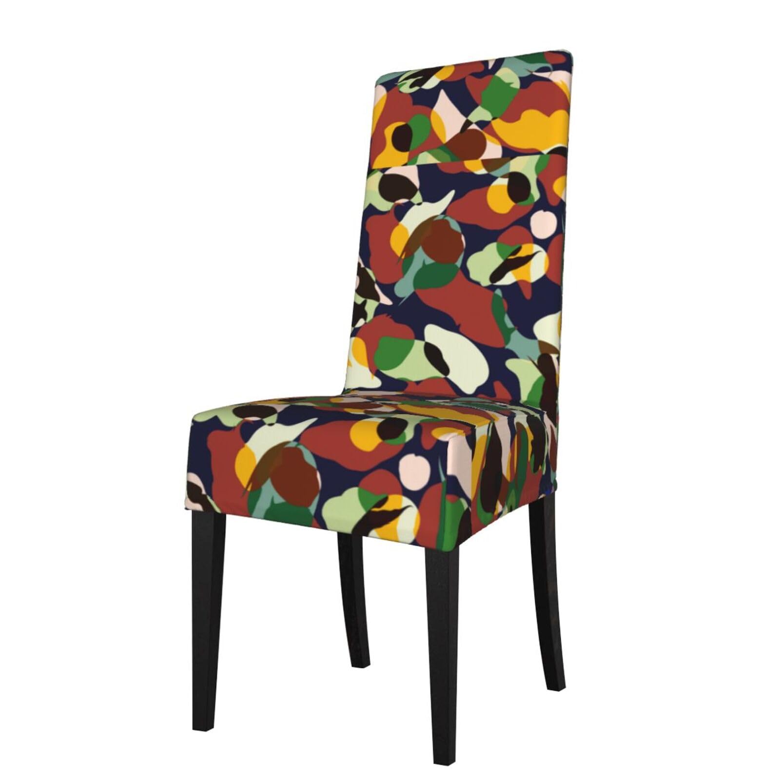 LKYMOH Multicolor Camouflage Print, Chair Covers Stretch Chair Slipcovers for Dining Room, for Party Pet Protection Universal Fit Soft Polyester