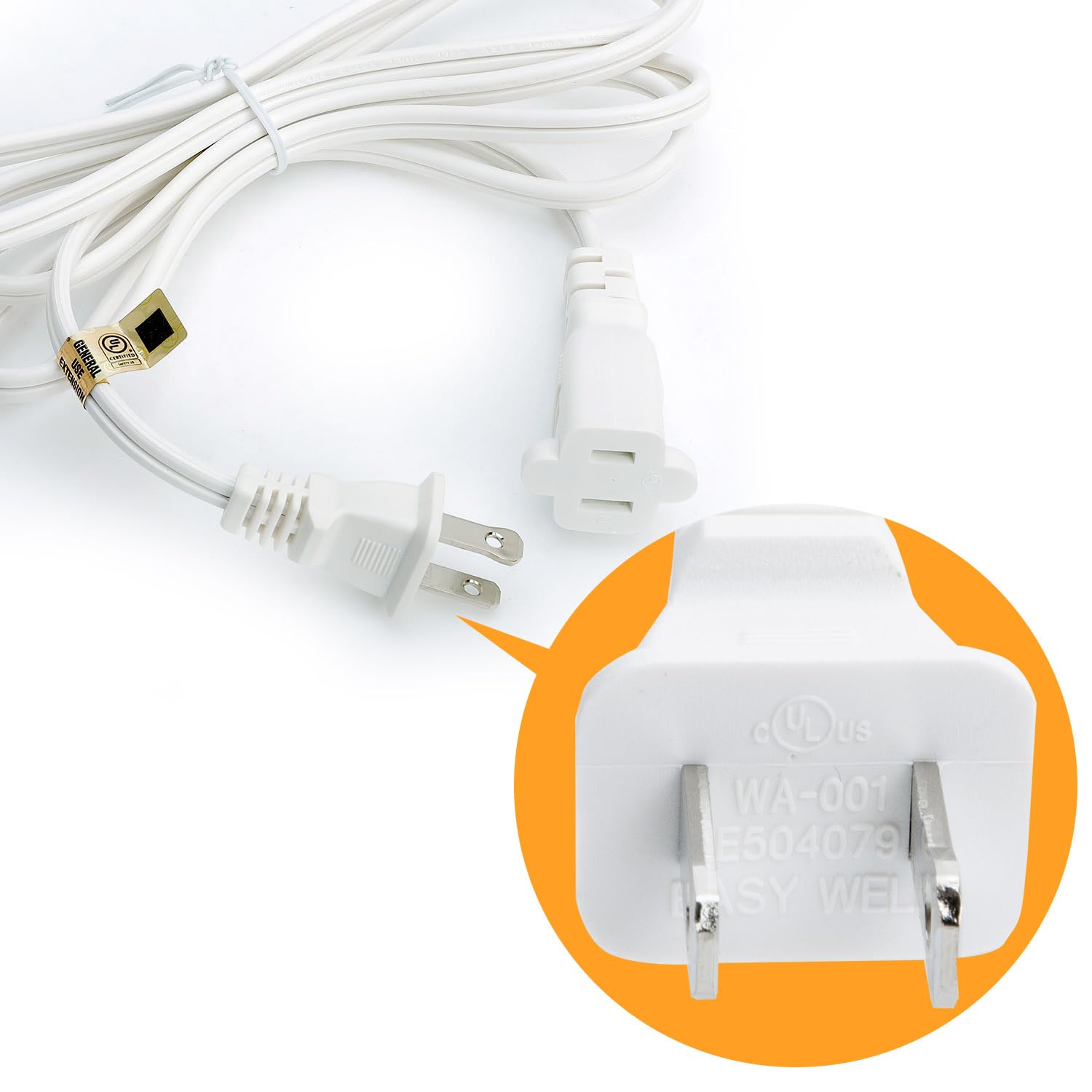 Amazon.com: Plugrand 15FT Long Polarized US 2 Prong Male to Female
