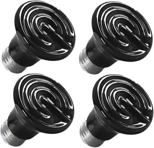 Lxcom Lighting Mini bombilla de calor para reptiles de 50 W, emisor de calor de cerámica infrarroja de 110 V para reptiles y tanques de anfibios,