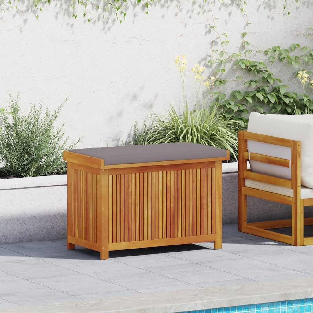 Gecheer Scatola per Cuscini da Esterno, Contenitore di stoccaggio con Coperchio e Borsa Impermeabile, 90 x 50 x 60,5 cm, Legno massello di Acacia, per Arredamento Giardino e terrazza