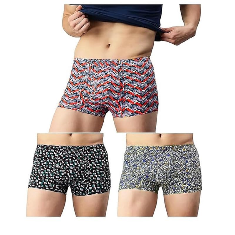 innero Men's Printed Underwear, Inner Elastic Printed Mini Trunks for Man Pack of 3 Multicolour-picture-36