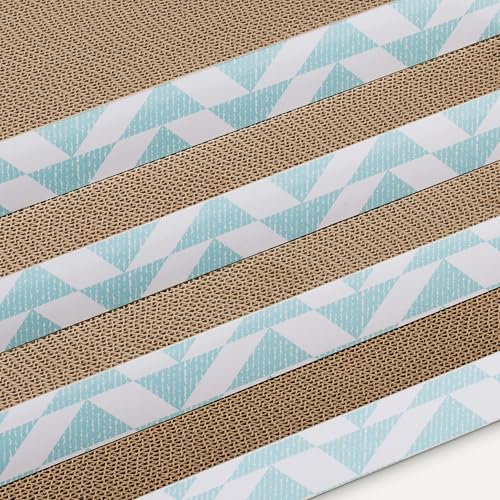 Amazon Basics Corrugated Cardboard Cat Scratchers, Reversible Double-Sided with Catnip, FSC-Certified, 16.5 x 10 x 1.5 in, 4-Pack, Blue - image 3