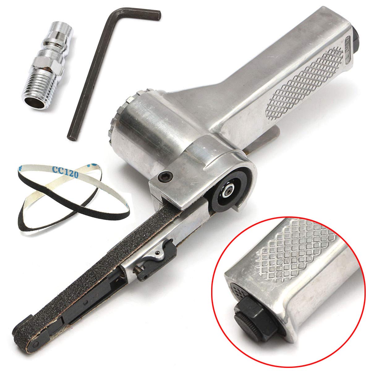 Levigatrice a Nastro Pneumatica 10mm 330mm con 25 Nastri Levigatura Strumento Lucidatura Auto
