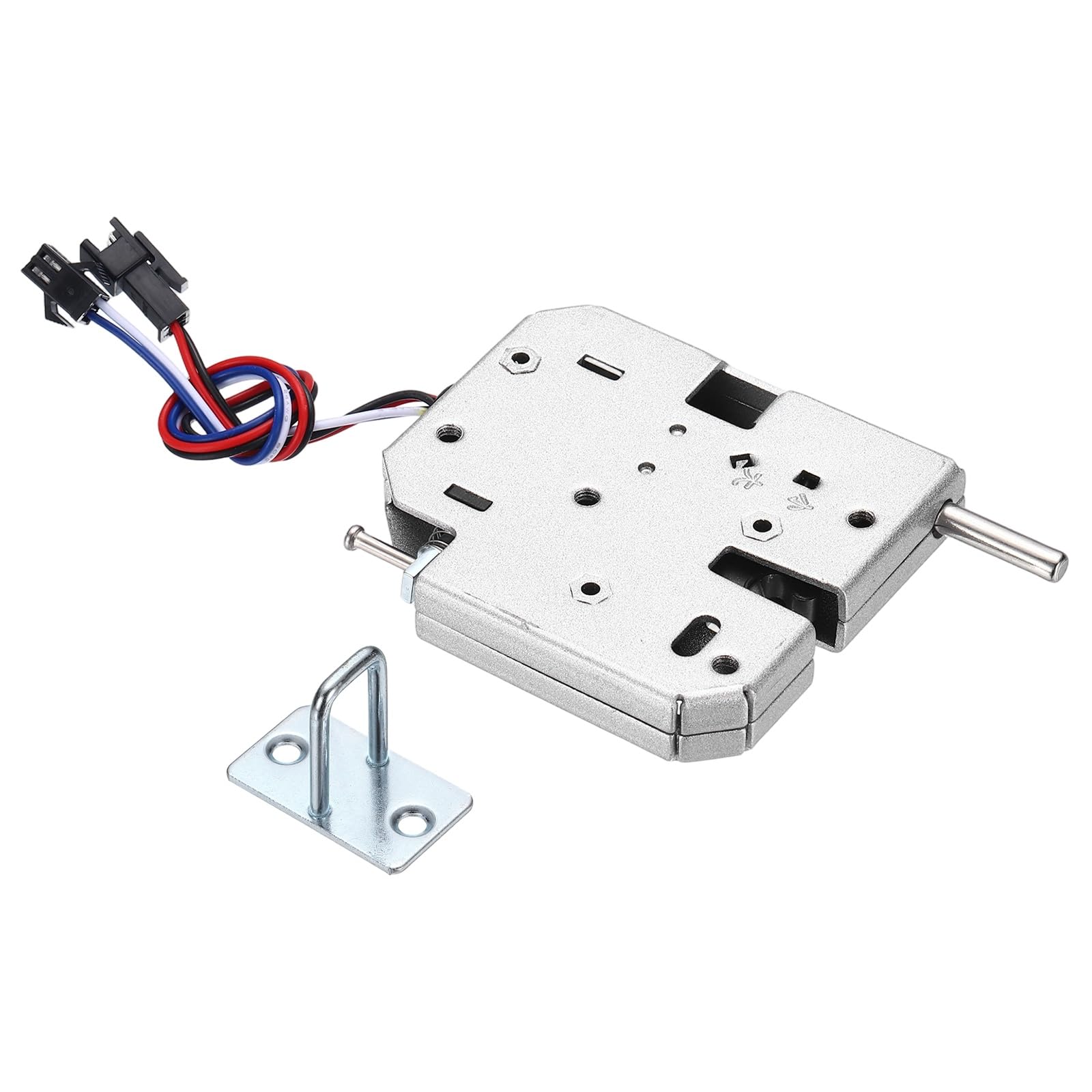 PATIKIL DC 12V 2A Solenoid Cabinet Electronic Spring Lock, (73 x 66 x 13mm, Silver) (1 Pcs), Electric Control Lock Suit for - Storage Drawers/Vending Machines/Mailboxes (4 Wires)