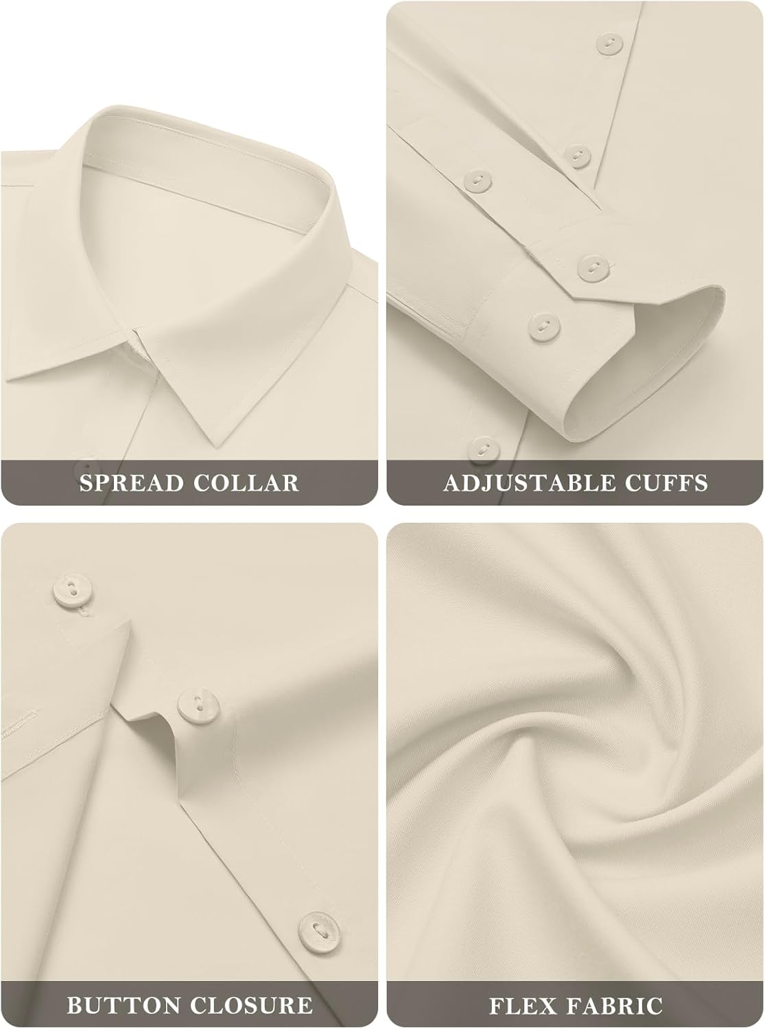 siliteelon Button Down Shirts for Women Wrinkle Free Dress Shirts for Women Long Sleeve Work Formal Office Casual Blouses Tops Beige XL - Image 5