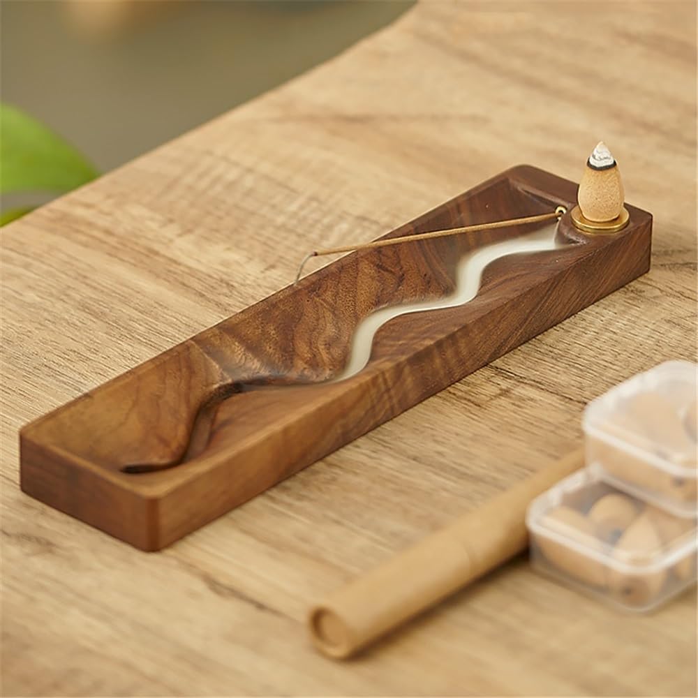 Räucherstäbchen Halter Kreativer Räuchergefäß aus Holz, Dekor, Rückfluss-Räucherstäbchenhalter for Büro, Yoga und Zuhause Räucherstäbchenhalter