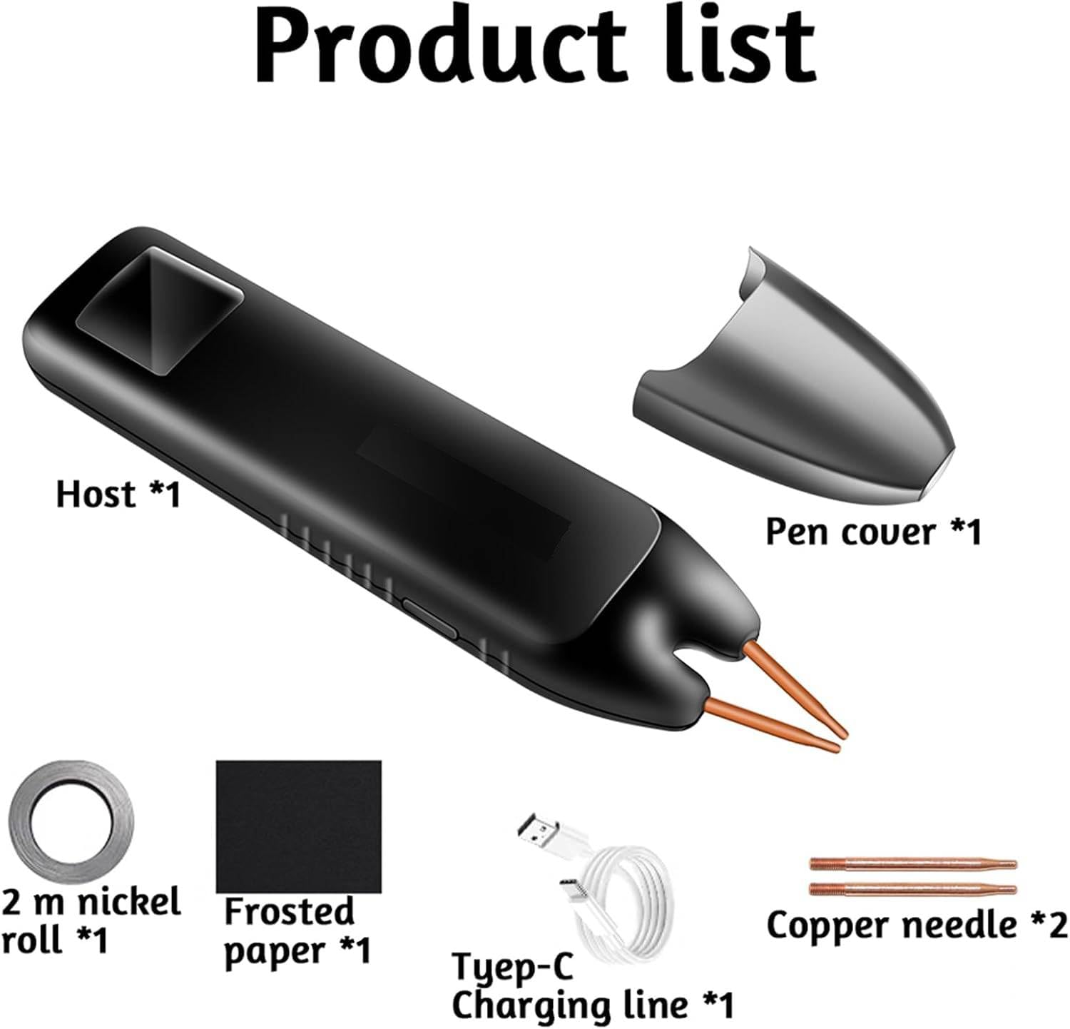 Soudeuse à points portable LCD avec batterie, 99 niveaux, chargement Type-C, aiguille de rechange
