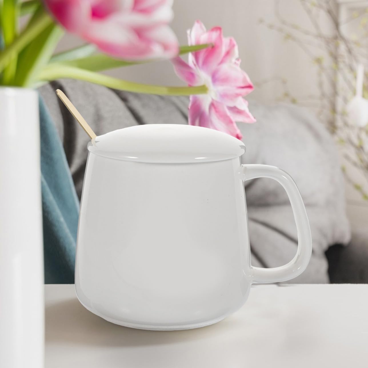 USB Coffee Mug Warmer and Ceramic Thermostat Cup Heating Mat with Gravity Sensor, Milk and Bottle Heater, Beige USB Cup Keep Warm Device for Home and Office Use