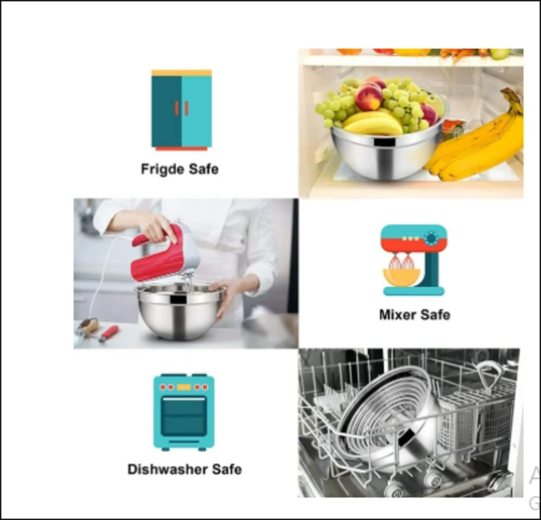 Stainless Steel Mixing Bowl Set with Lids, 7-Piece – Black