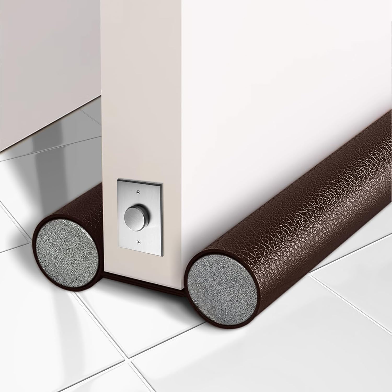 FUIN Door Draft Stopper, 1 Pcs Under Door Draught Excluder, Noise Blocker Draft Stopper, Prevent Bugs Coming Draught Excluder for Bottom of Door Keeping Warm (Brown)