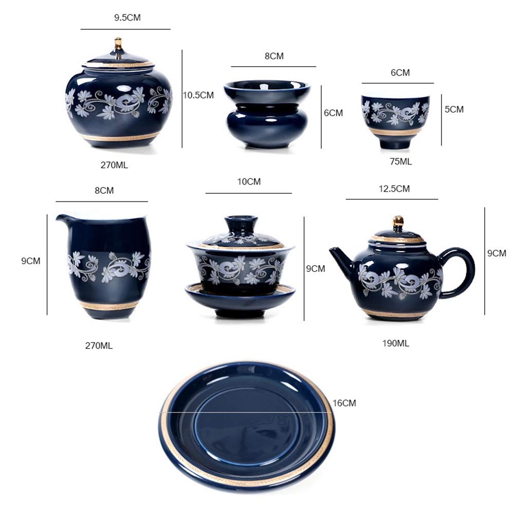 Service à thé en céramique peint à la main avec théière, tasses, couvercles et bol – Parfait pour les cadeaux de thé