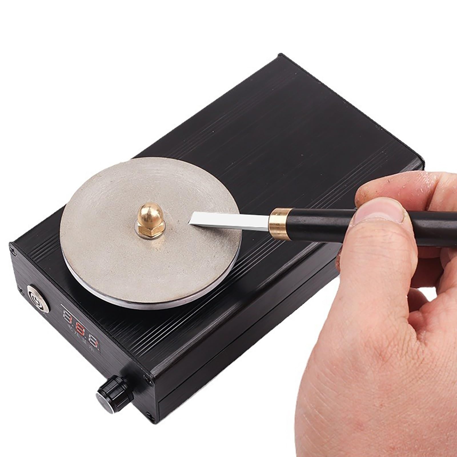 Engraving Knife Sharpening Machine, Carving Tool Grinder Polisher, 0-3000RPM Adjustable Speed, Portable Graver Grinder with 3 Diamond Grinding Wheels,for Engraving Cutters and Crafts(Plug-in)