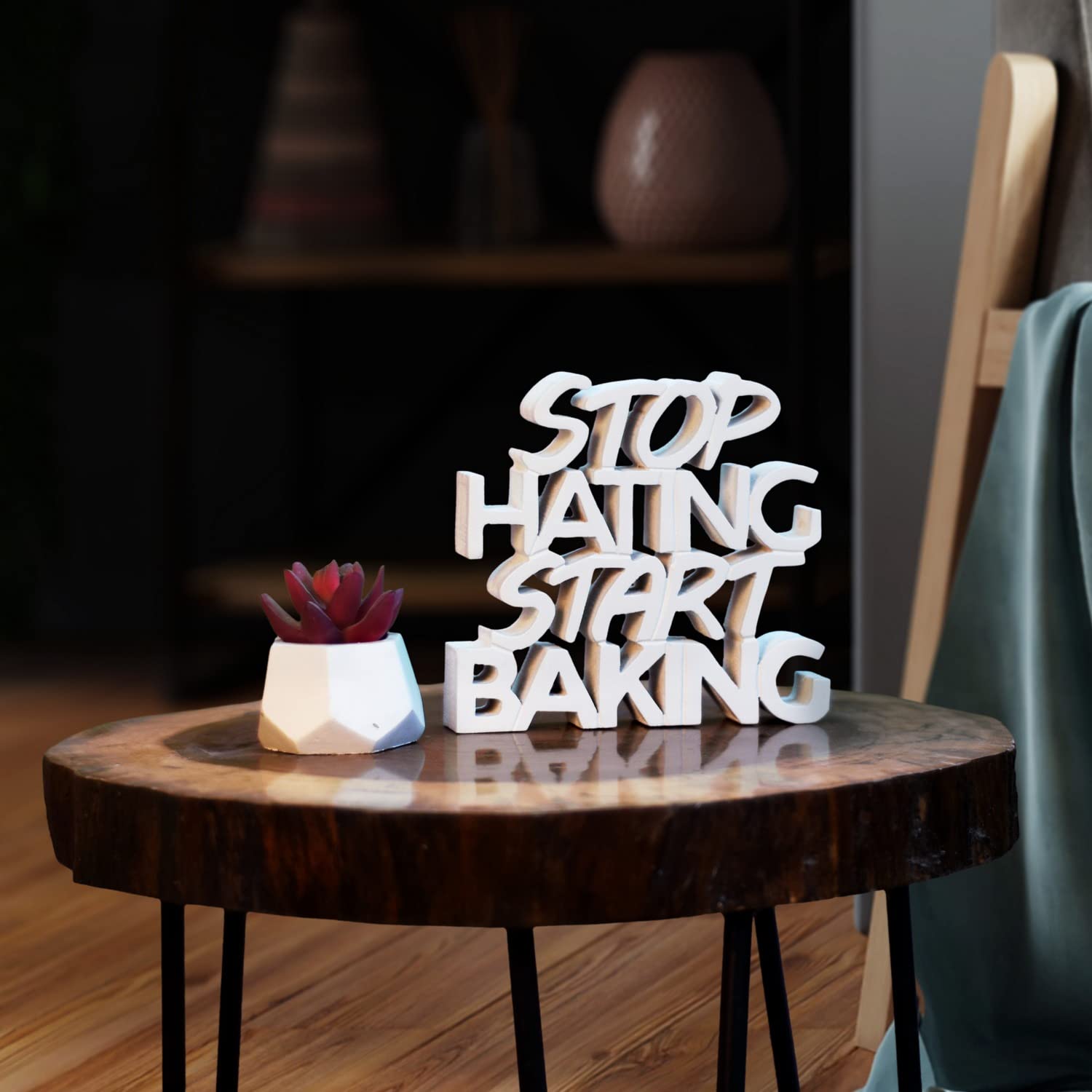 NUKKAD TALES Stop Hating Start Baking White Quirky Showpiece Home Decor Items for Living Room Birthday Gift Items Gift for Chef Gift for Foodies (6 x 5.50 inch), Religious-image-15