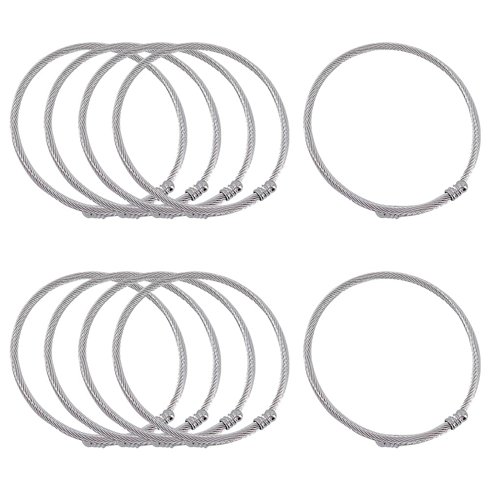HugeDE 10 Pcs Snake Charm Bracelets Round Expandable Charm Bangle Bracelets Adjustable DIY Chain Bracelets Metal Craft Snake Bracelets for Crafting