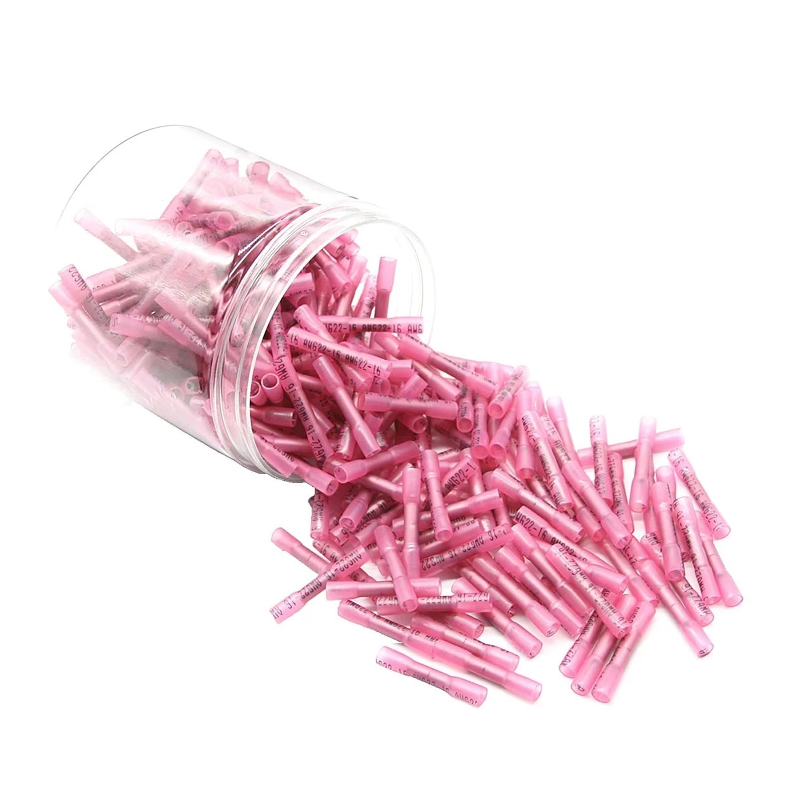 Paquete de 300 conectores termorretráctiles, terminales de engarzado, aislados, impermeables, conector de cable de empalme a tope sellado, 22-18 AWG