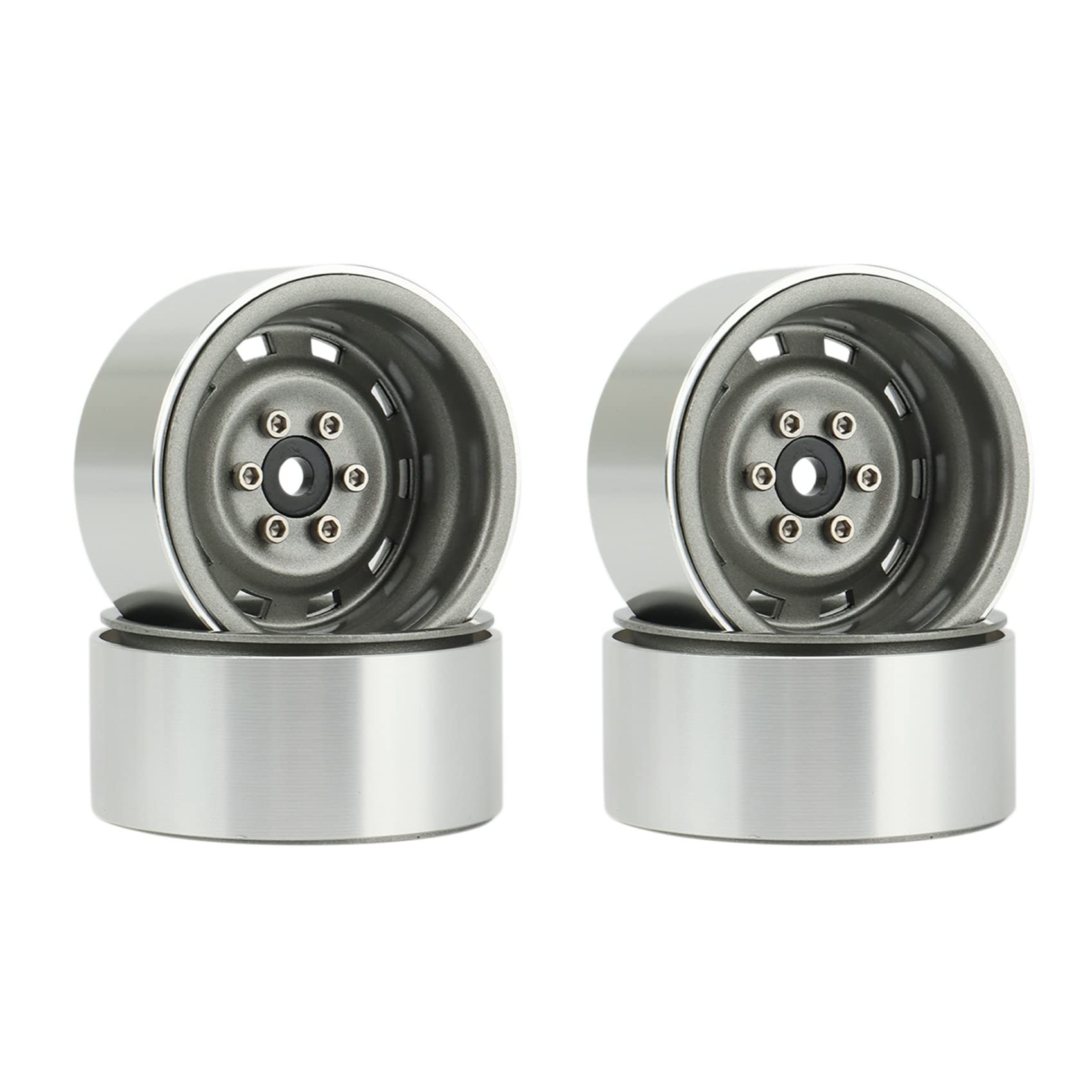 DINESA 4PCS 1.9Inch Metal Beadlock Wheel Hub Rim for 1/10 RC Crawler Car Titanium