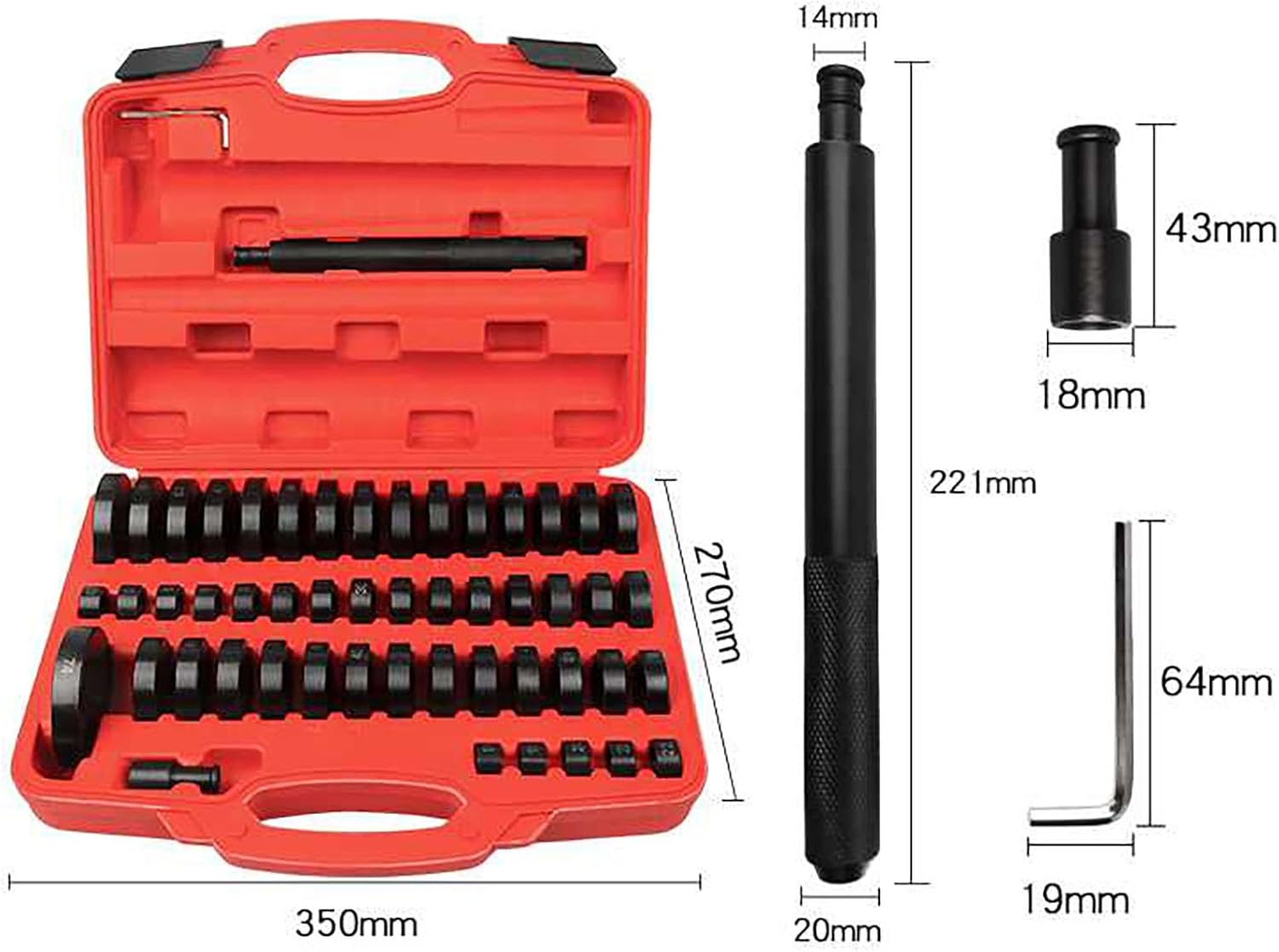 52-in-1 Custom Bushing Driver Tool Set and Transmission Wheel Axle Bearing Race Seal Installer Remover Bush Removal Puller Bearing Press Tool Kit Universal
