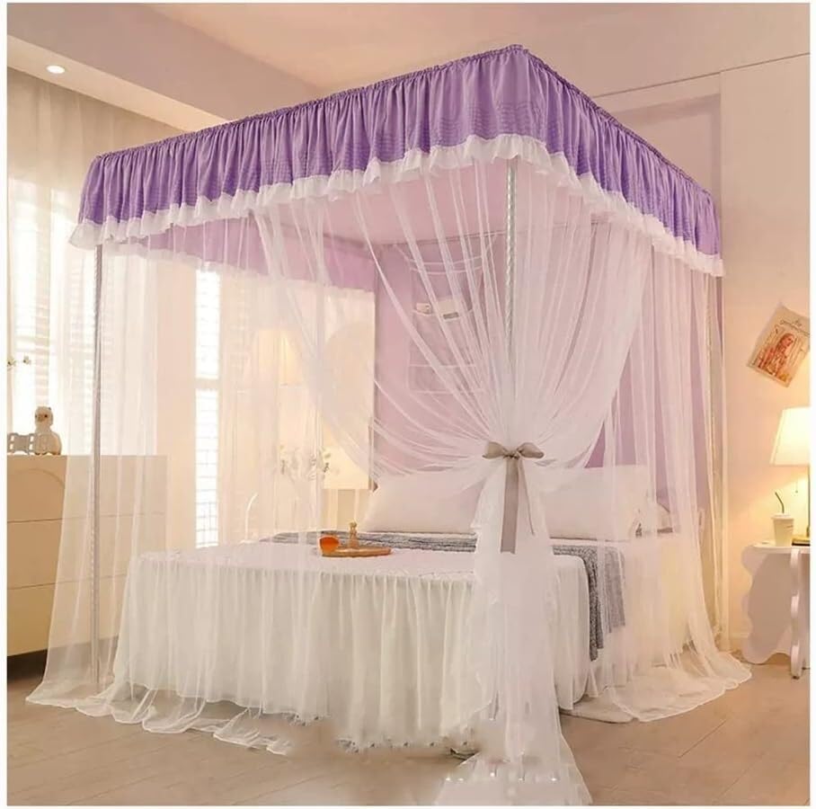 Moustiquaire lit double violette pour des nuits d'été sereines