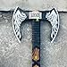 DARK WARRIOR- Handmade Viking Double Headed Axe Real Battle Two Sided Twin Blade Axe with Solid Handle, Leather Sheath Best Gift for Him Viking Lover.