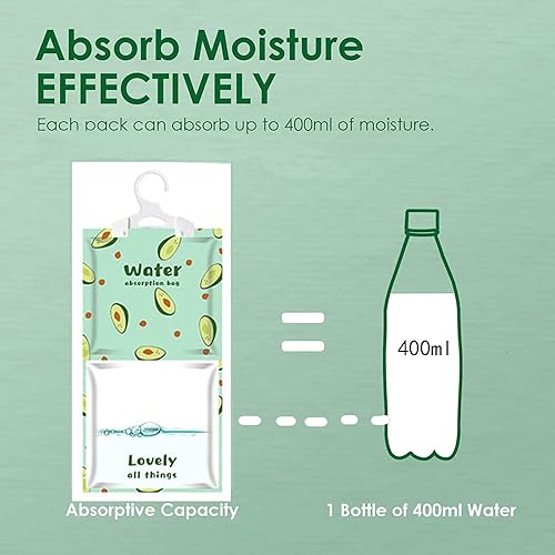 Miniatura 2 de YOUHO Absorbedor de humedad colgante, paquete de 5, elimina los olores a humedad para un aire más fresco y limpio, absorbe la humedad ideal para