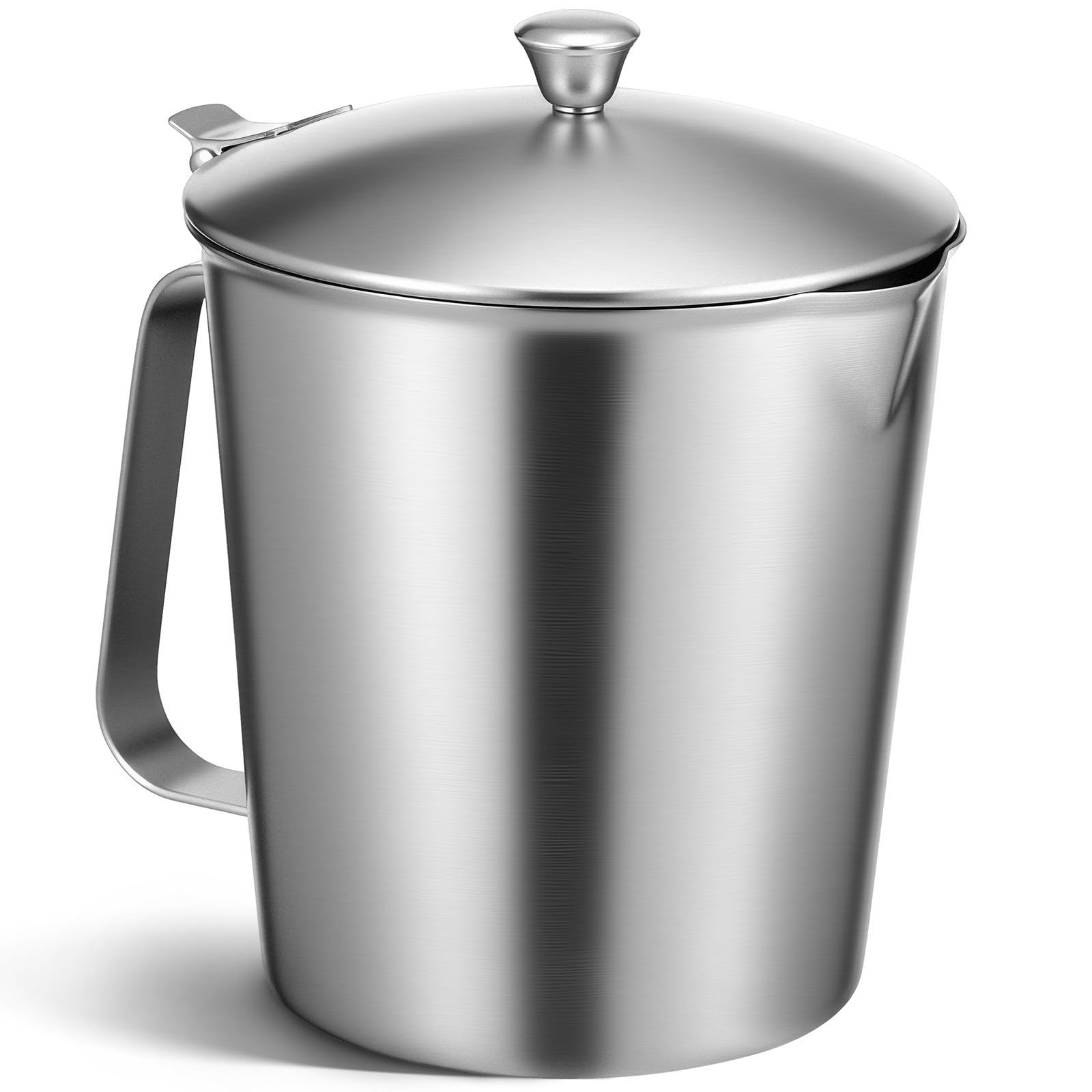 Taza Medidora que Evita Leche se Enfríe Rápido con Tapa Anti-caída 1000ml de Acero Inoxidable Jarra Graduada para Preparar Café con Leche y Barras