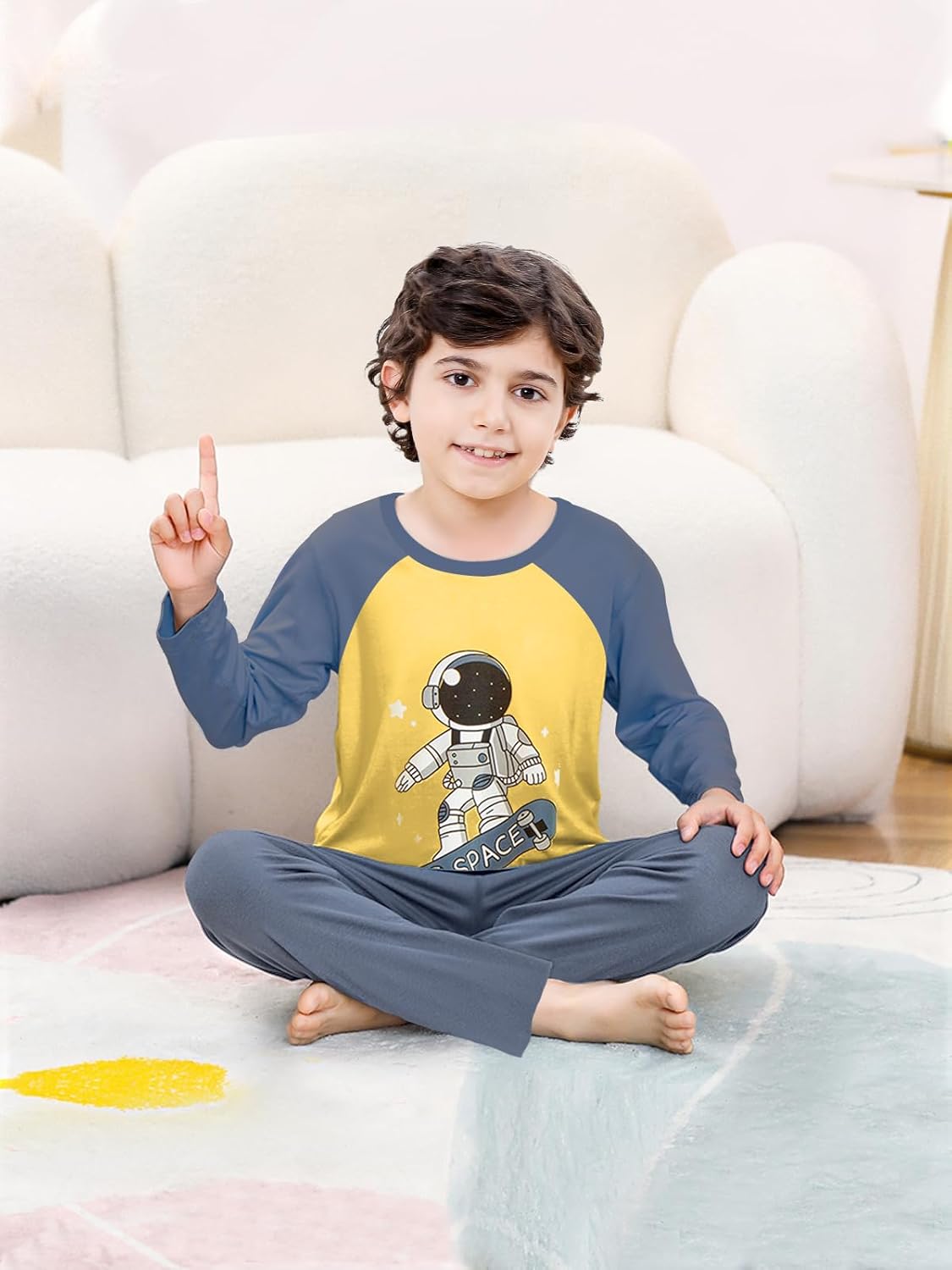 Umeyda Kids Boys Soft Modal Pajama Set Cozy Long Sleeve Sleepwear Nightwear 2 Pcs Pj Set, 4-14 Years - Image 5