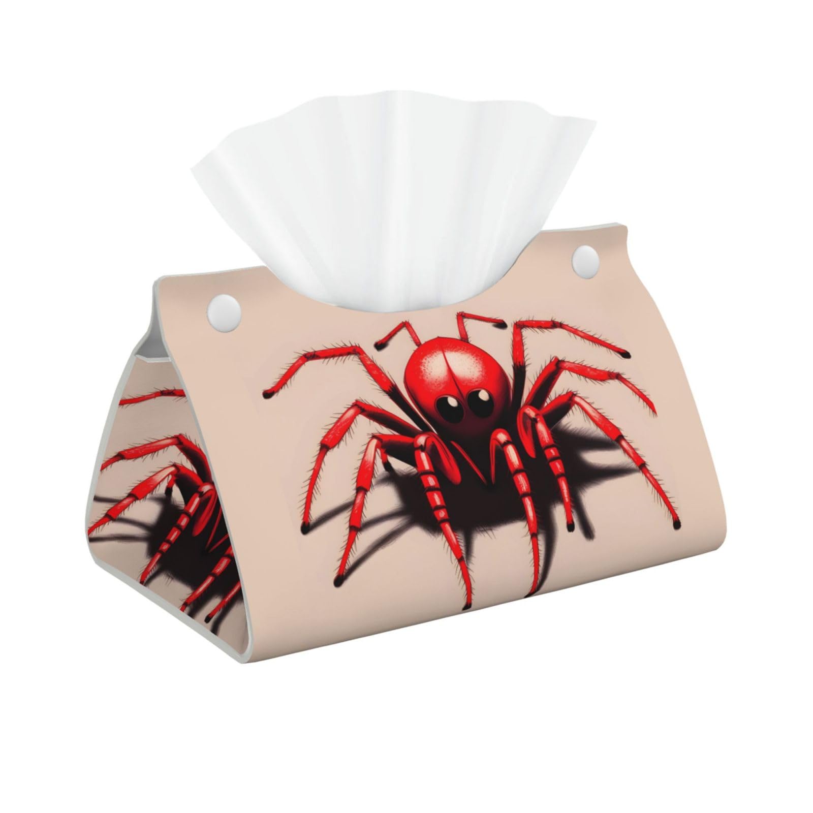 Cute little red spider Rectangular Leather Tissue Box Cover, Folding Facial Tissue Holder Dispenser for Car