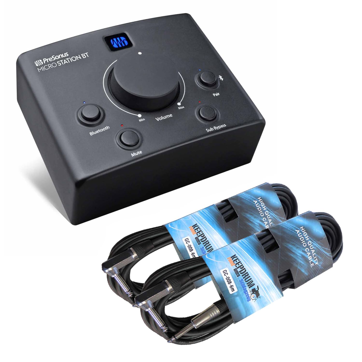 Presonus Micro Station BT Audio Monitor-Controller mit 2x keepdrum Klinkenkabel