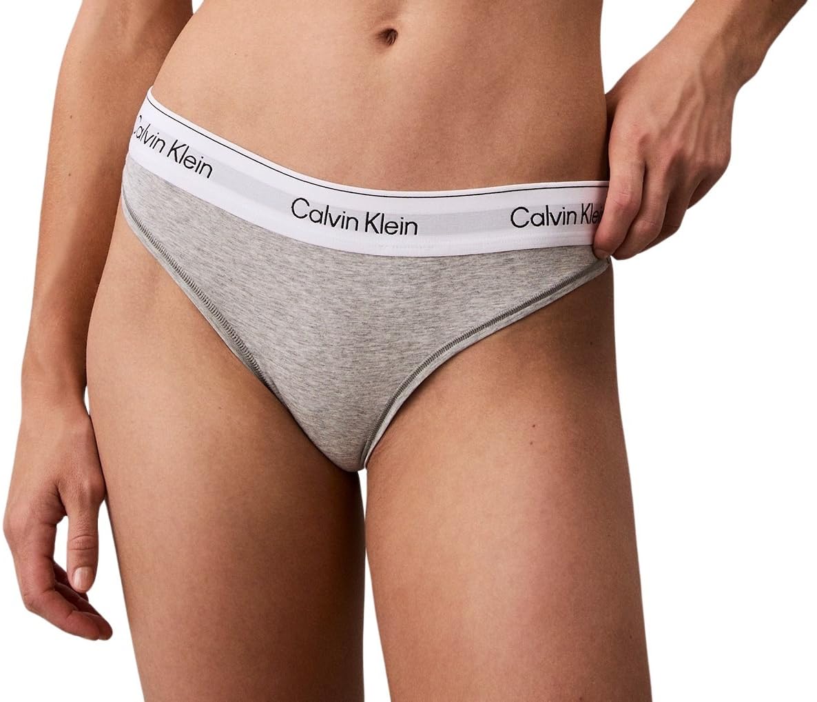 Calvin Klein Women’s Stretch Thong, Grey (Grey Heather), L