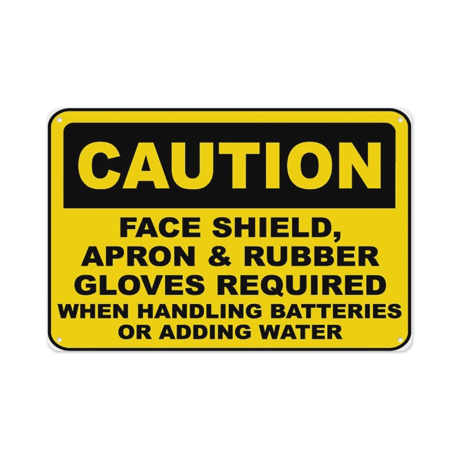 peiyeety When Handling Batteries Sign Aluminum Tin Warning Signs For Home Outdoor Garden 8X12 Inches