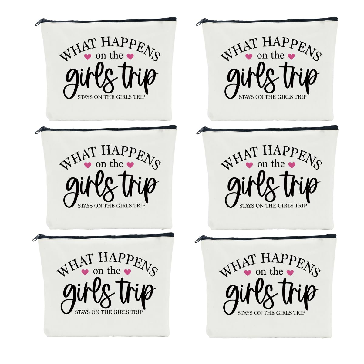6 Pcs Girls Weekend Gifts for Women Girls Trip Gifts Favors Makeup Bag Cosmetic Bag Bestie Gifts Weekend Bag Coin Purse for Female Lady Girl Friend