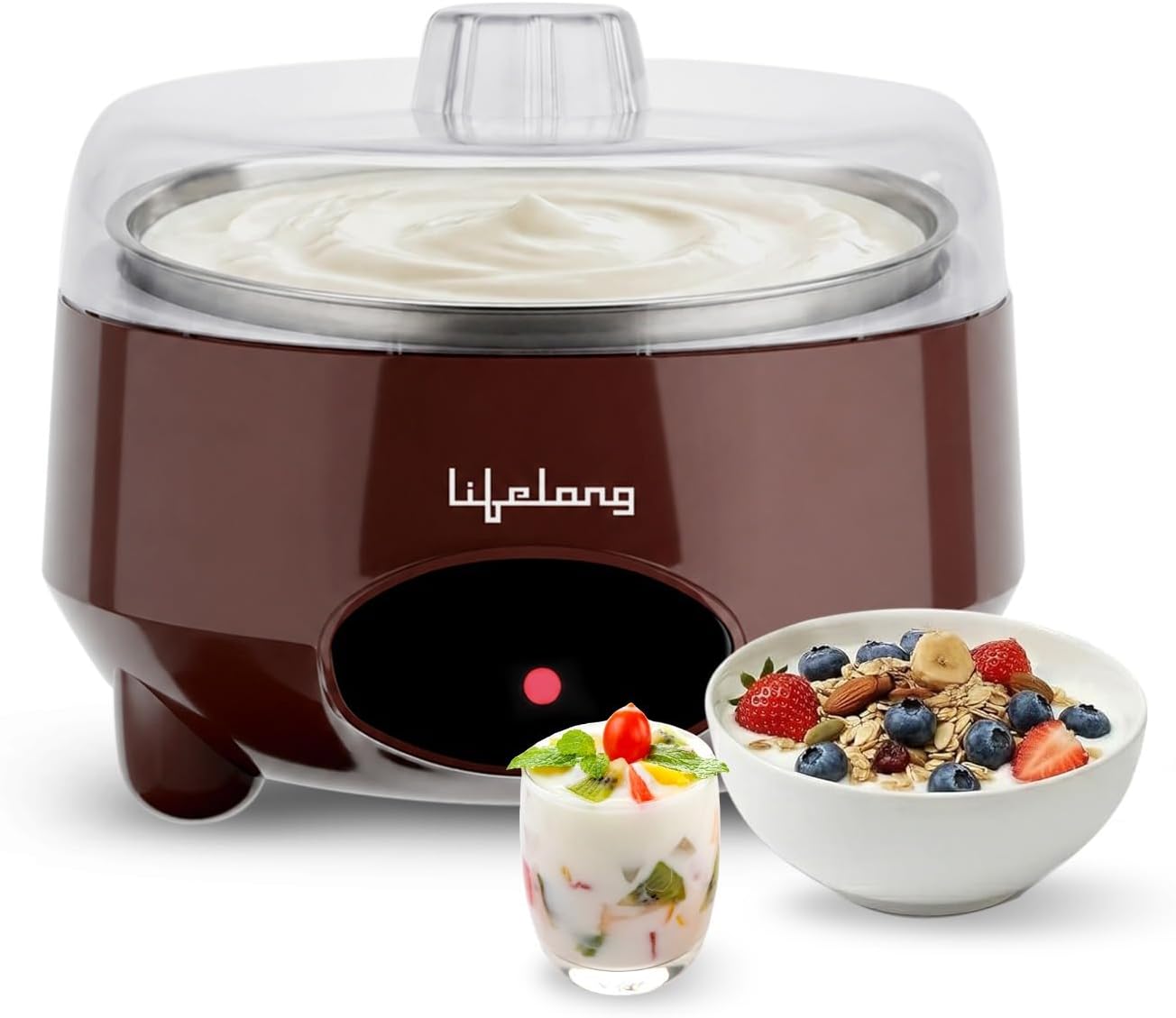 Lifelong Automatic Yogurt & Curd Maker Machine for Home | Auto Temperature Regulation | Electric Probiotic Yogurt Maker for Kitchen (1 L) | Thick Creamy Probiotic Curd |304 Stainless Steel Container