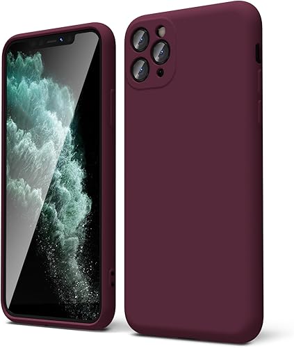 oakxco Funda para iPhone 11 Pro Max de silicona líquida, gel de goma suave, elegante, delgada, delgada, TPU mate, funda lisa con cubierta de lente