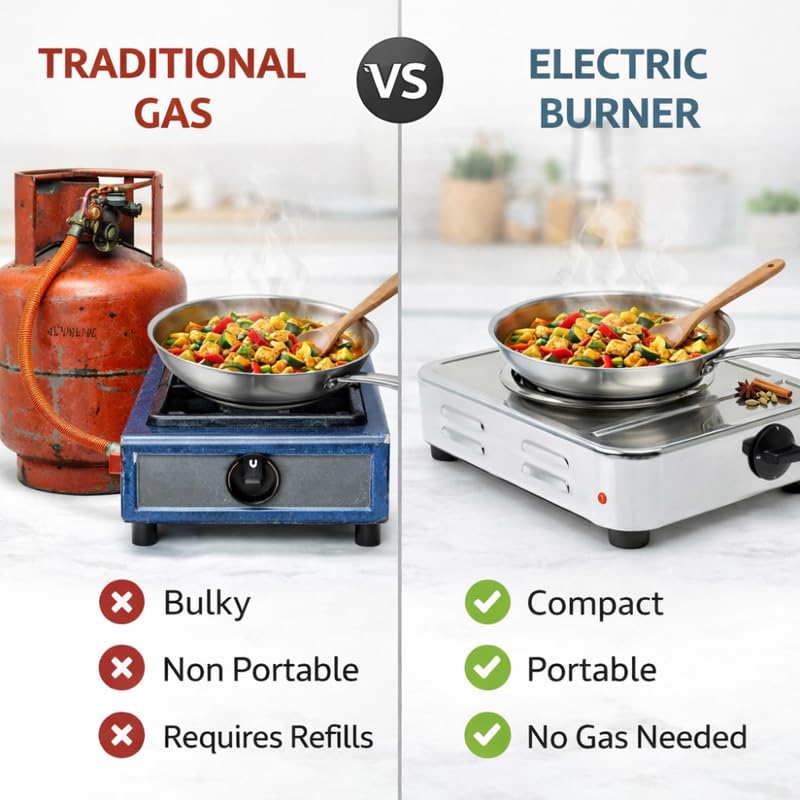 Image of Elevea 𝟏𝟓-𝐘𝐞𝐚𝐫 𝐋𝐨𝐧𝐠-𝐋𝐢𝐟𝐞 𝐖𝐚𝐫𝐫𝐚𝐧𝐭𝐲 Electric Cooking Plate, 2000 Watt Fast Heating Coil Stove, Compact Hot Plate for Kitchen, Travel Friendly Single Burner, Durable