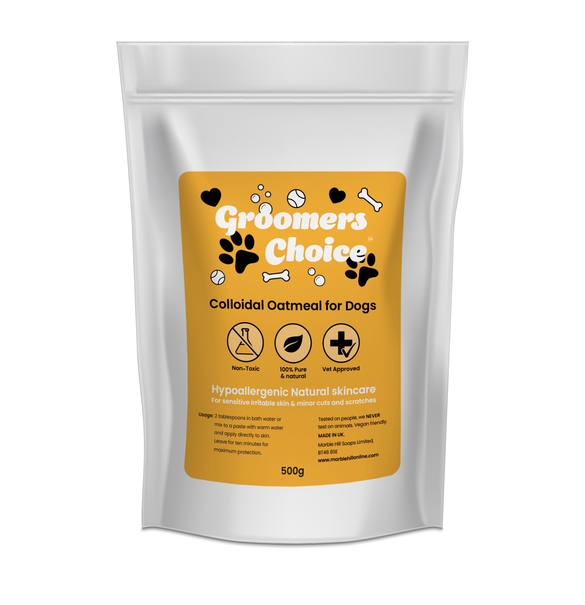 Groomers Choice Colloidal Oatmeal for Dogs 500g, Hypoallergenic Natural Skincare for Pets, cream