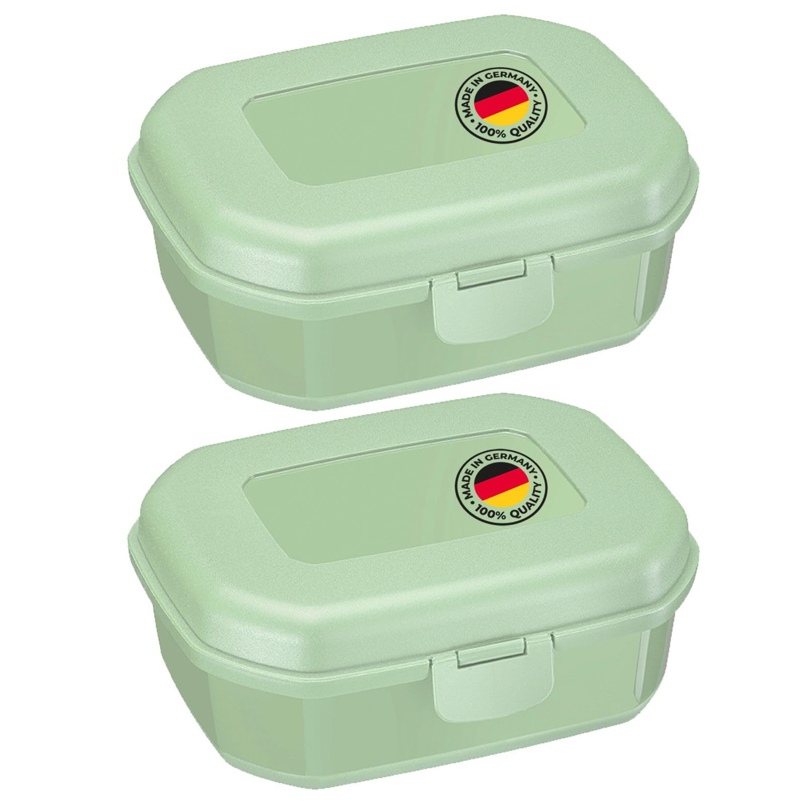 Westmark 2 Snack boxes, with click closure, height: approx. 7.4 cm, plastic, Maxi, green, 235222EM