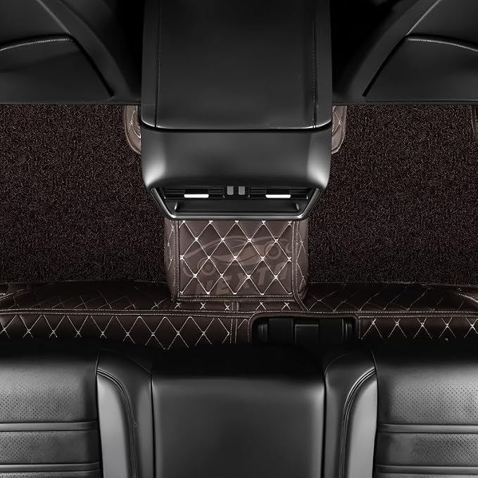 Image of NEXTA Premium Nappa Luxury Leather with Grass Mat Complete Set || 100% Waterproof and Washable||7D Cars Floor Mats for VinFast VF MPV 7-7 Seater (All 3 Rows) | Color : (Coffee)