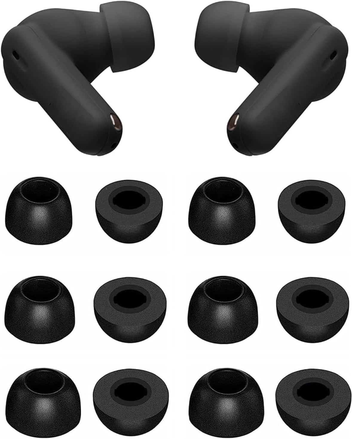 Foam Eartips Compatible with JBL Vibe Beam Beam2 / Tune Beam, 6 Pairs S/M/L Sizes Memory Foam Ear Tips Replacement Tips, Compatible with JBL Vibe Beam 2 6 Pairs Black