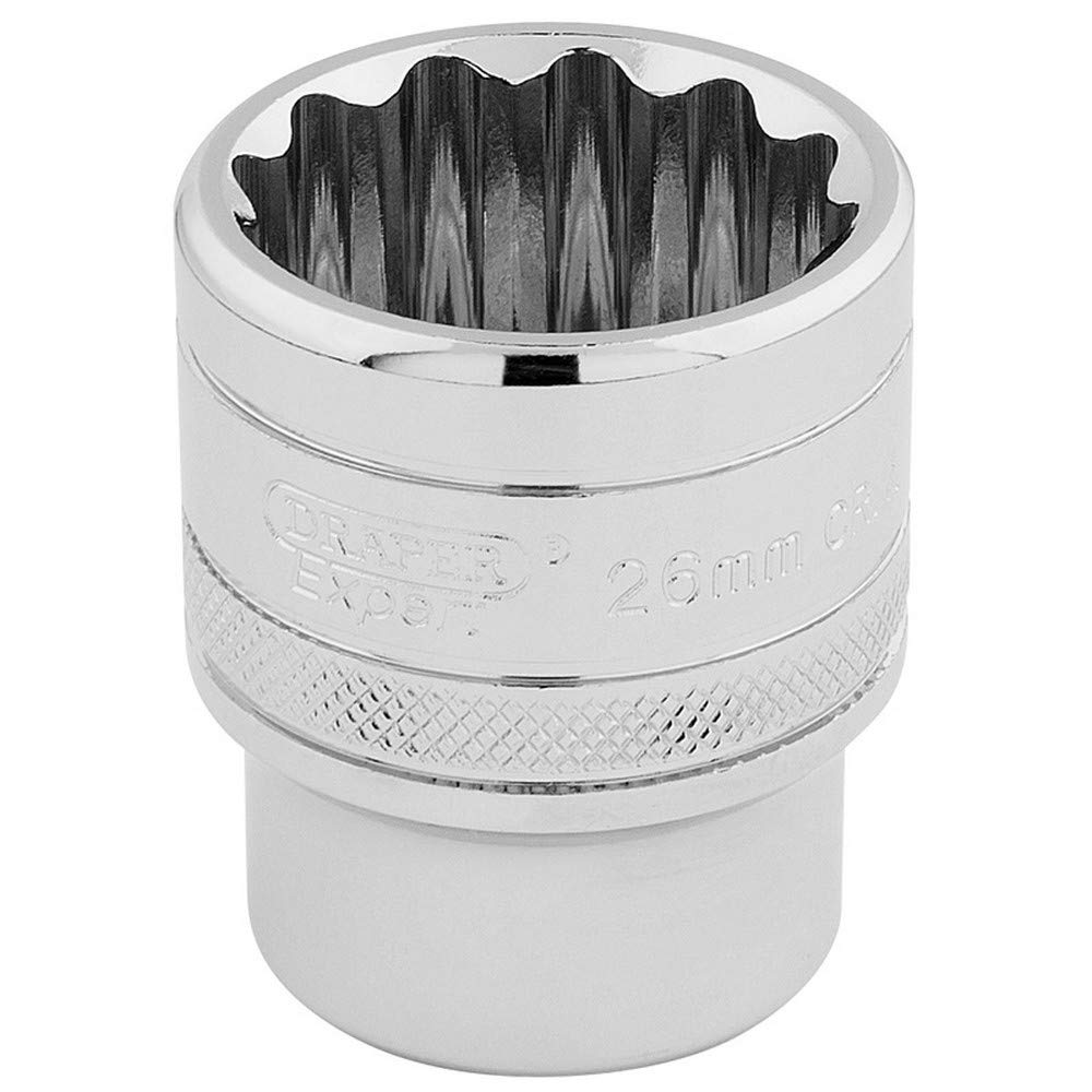 Draper 33441 1/2" Square Drive 12 Point Socket, 26mm Size